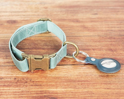 Scobby Leather Dog Collar - TORONATA - color_ Darkcyan