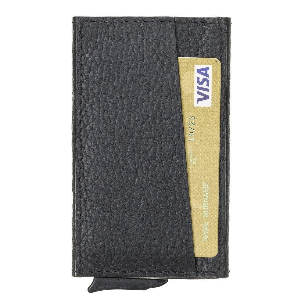Torres Leather Mechanical Card Holder - TORONATA - color_ Pebble Black