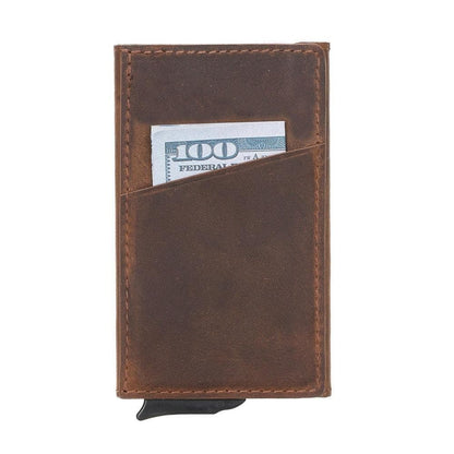 Torres Leather Mechanical Card Holder - TORONATA - color_ Saddle Brown