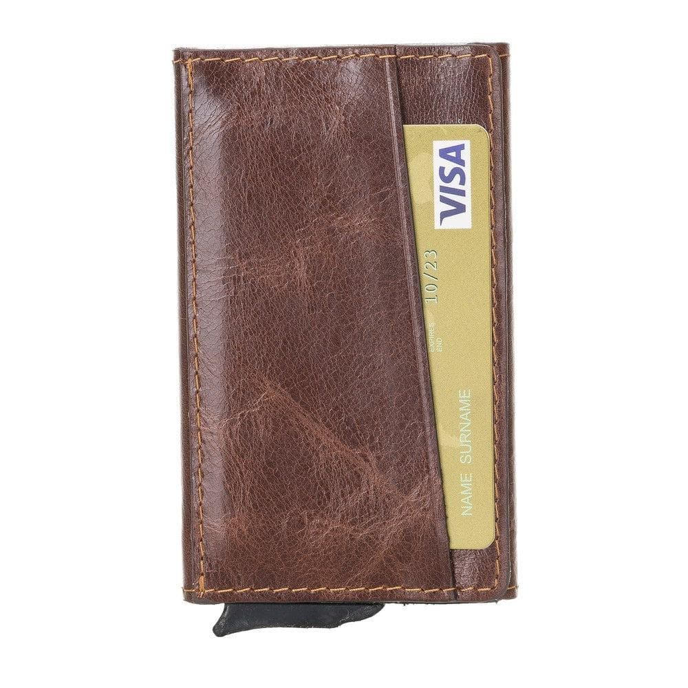 Torres Leather Mechanical Card Holder - TORONATA - color_ Saddle Espresso