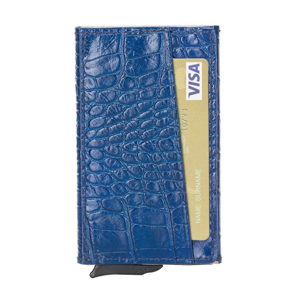 Torres Leather Mechanical Card Holder - TORONATA - color_ Crocodile Blue