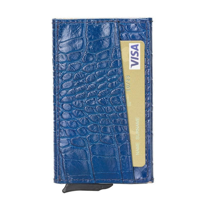 Torres Leather Mechanical Card Holder - TORONATA - color_ Crocodile Blue