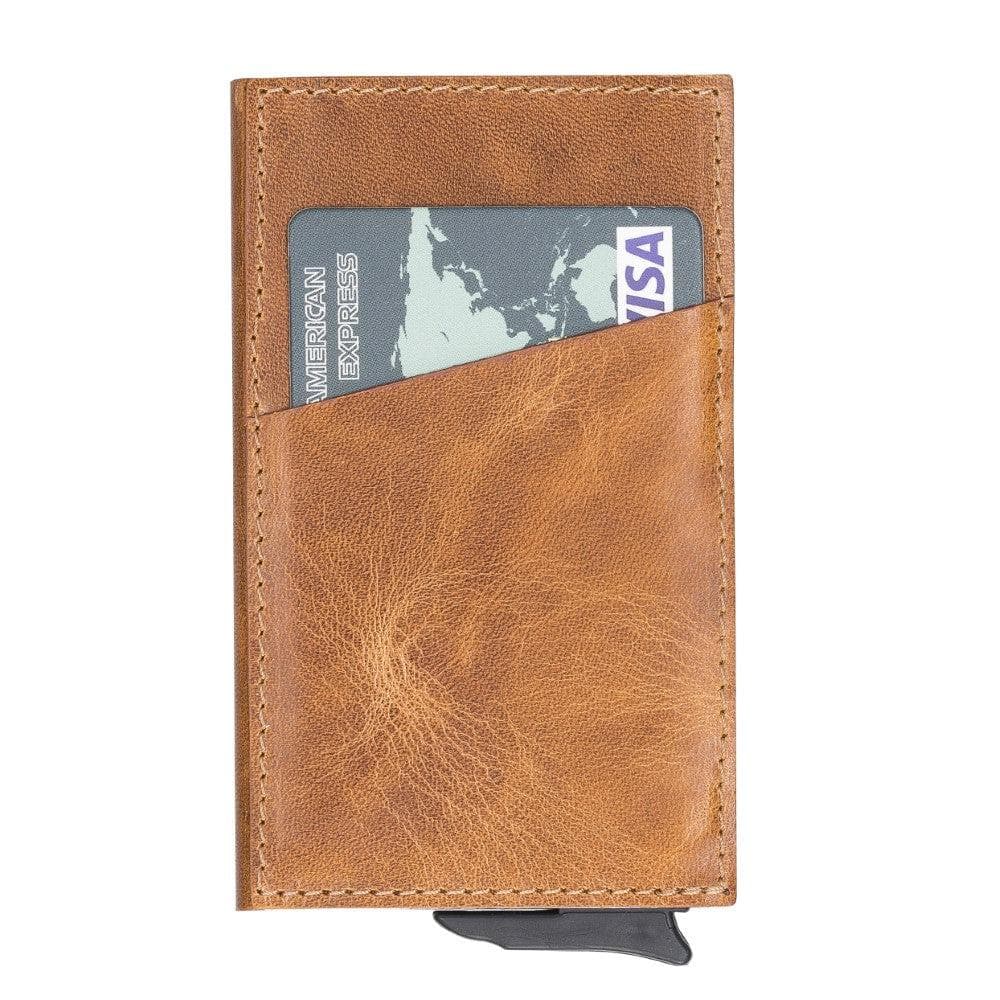 Torres Leather Mechanical Card Holder - TORONATA - color_ Sandy Tan