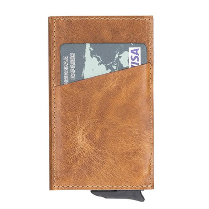 Torres Leather Mechanical Card Holder - TORONATA - color_ Sandy Tan
