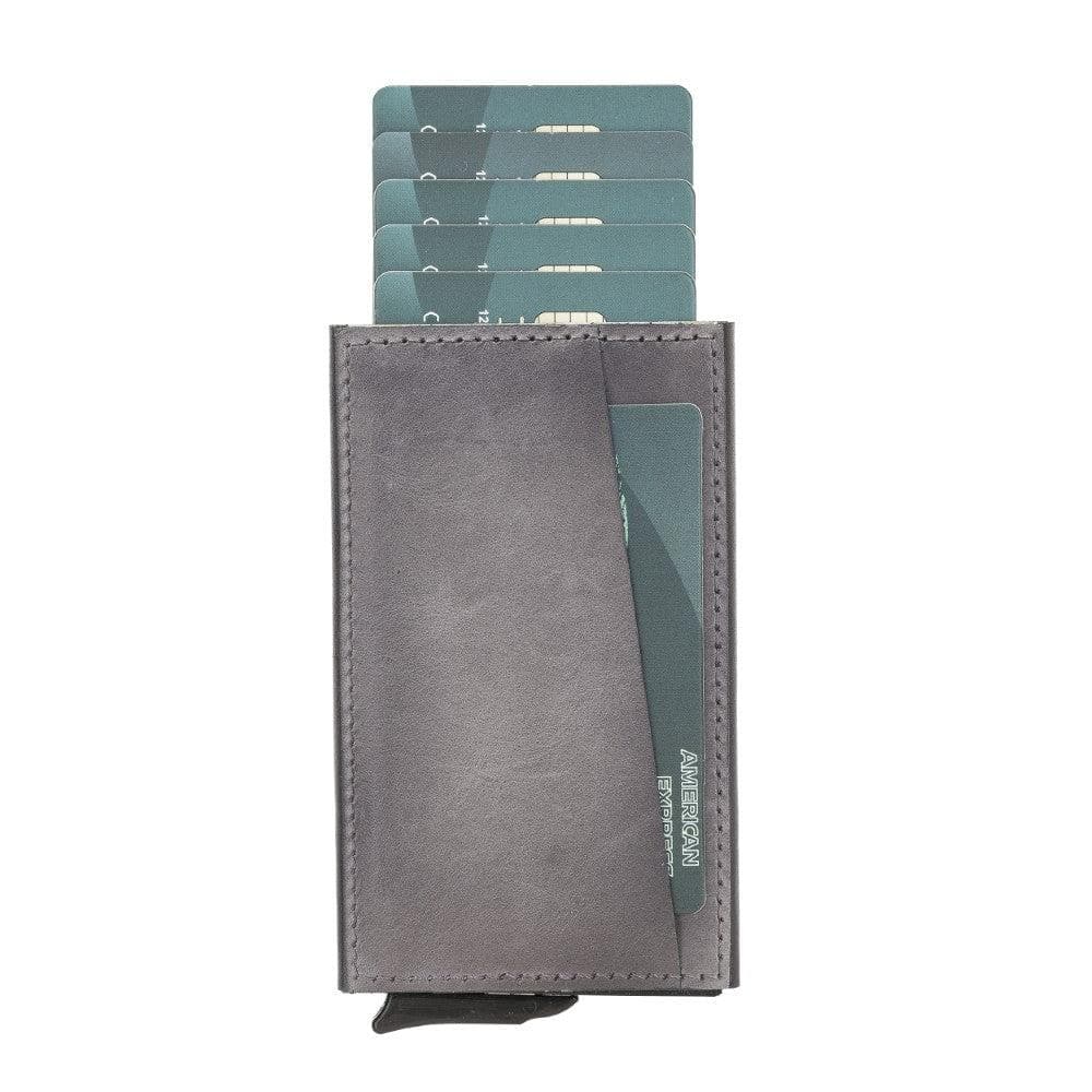 Torres Leather Mechanical Card Holder - TORONATA - color_ Sandy Gray