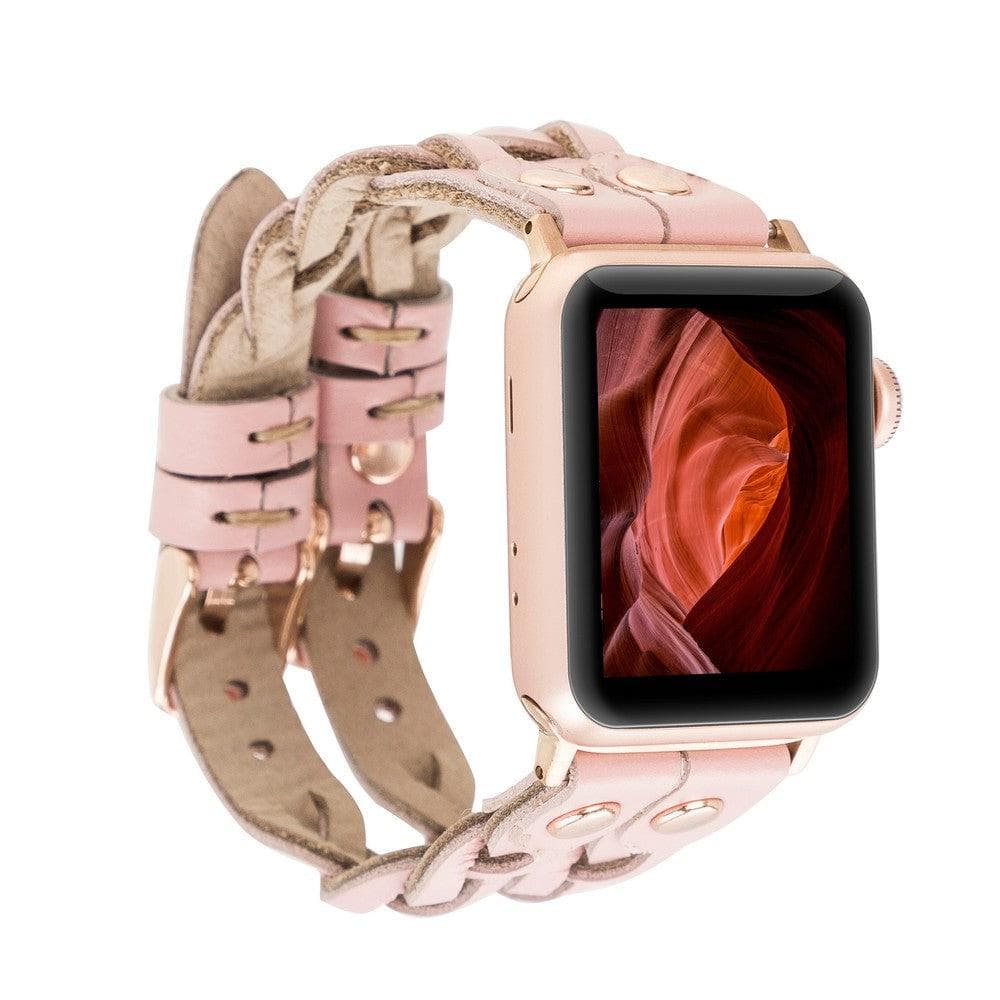 York Ferro Style Leather Apple Watch Double Band - TORONATA - color_ Pink