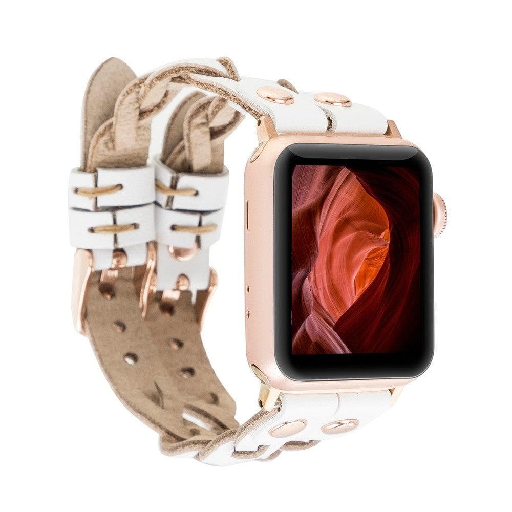 York Ferro Style Leather Apple Watch Double Band - TORONATA - color_ White