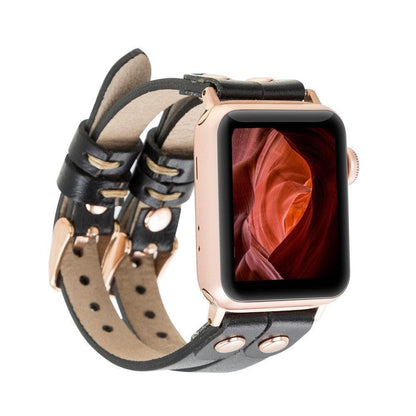 Ely Leather Apple Watch Double Band - TORONATA - color_ Black