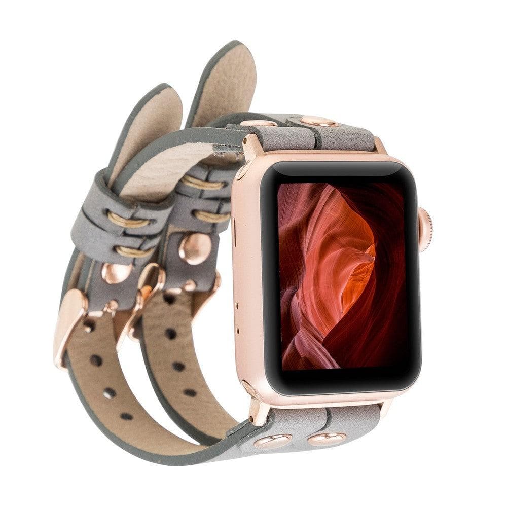 Ely Leather Apple Watch Double Band - TORONATA - color_ Gray