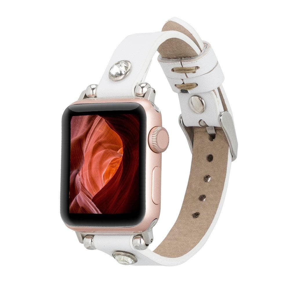 Visby Ferro Style Leather Apple Watch Band - TORONATA - color_ White