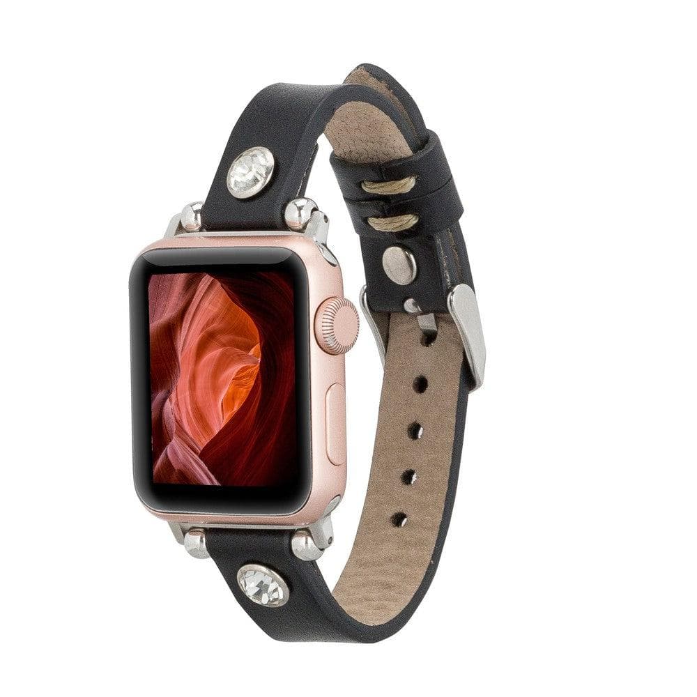 Visby Ferro Style Leather Apple Watch Band - TORONATA - color_ Black