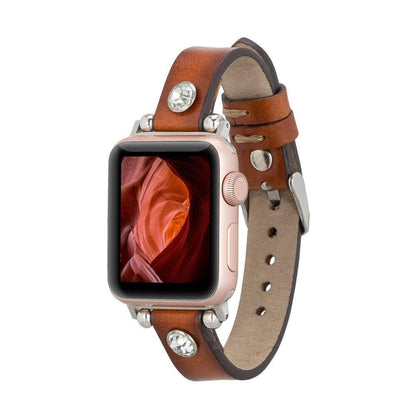 Visby Ferro Style Leather Apple Watch Band - TORONATA - color_ Tan