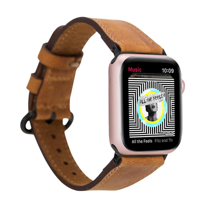 Roma Style Leather Apple Watch Band - TORONATA - color_ Moccasin