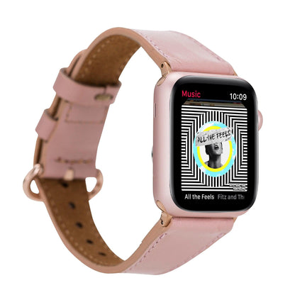 Roma Style Leather Apple Watch Band - TORONATA - color_ Pink