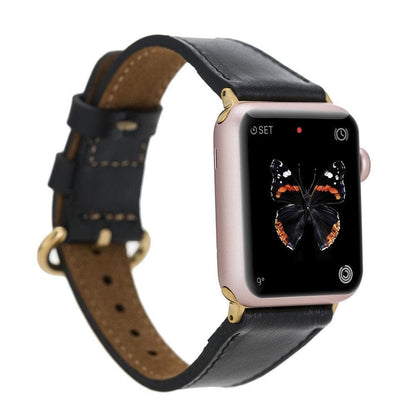 Roma Style Leather Apple Watch Band - TORONATA - color_ Black
