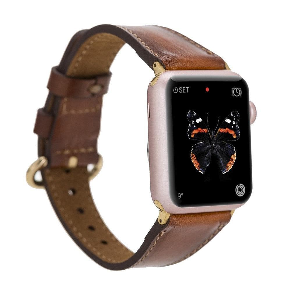 Roma Style Leather Apple Watch Band - TORONATA - color_ Tan