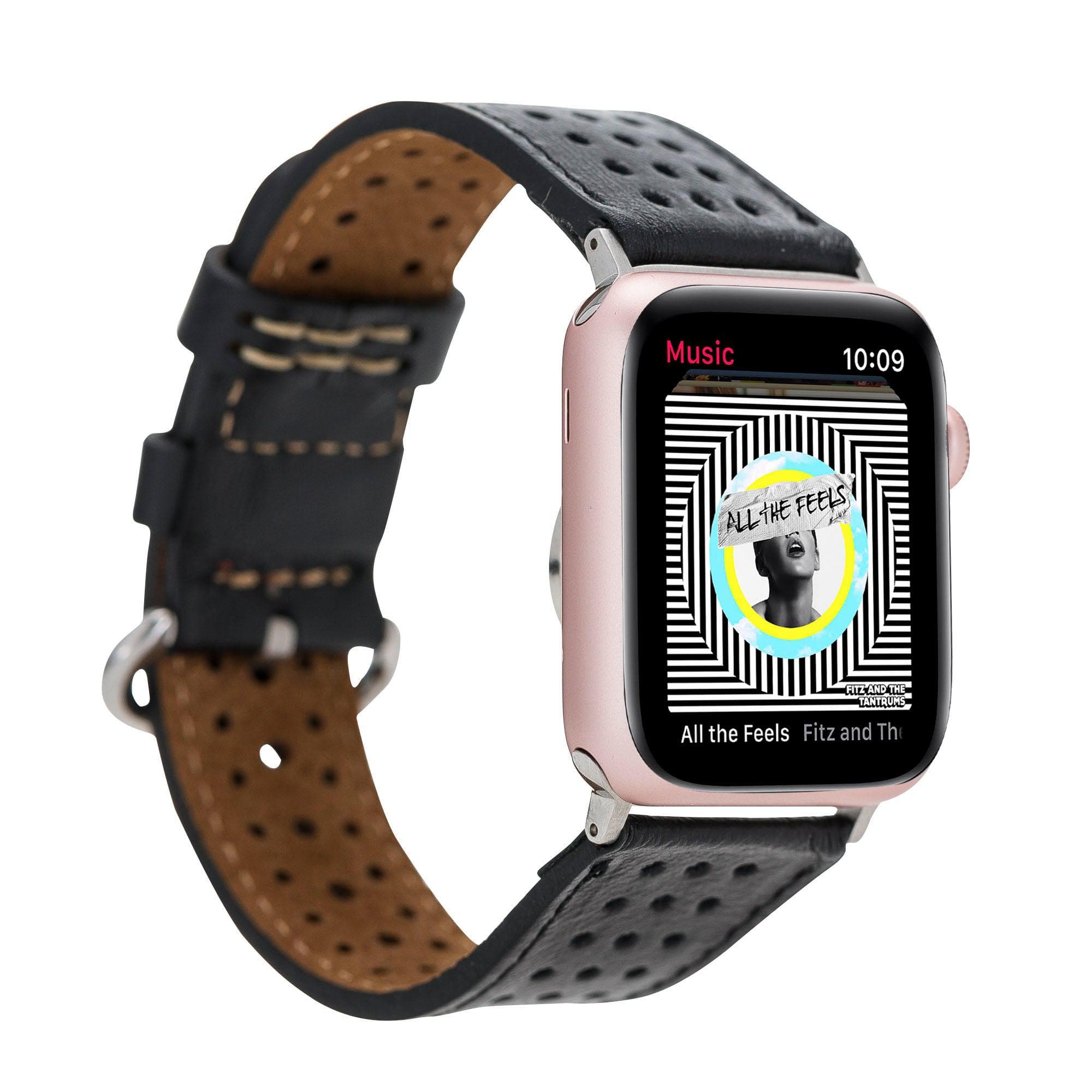 7019 Apple Watch Leather Band - TORONATA - color_ Black