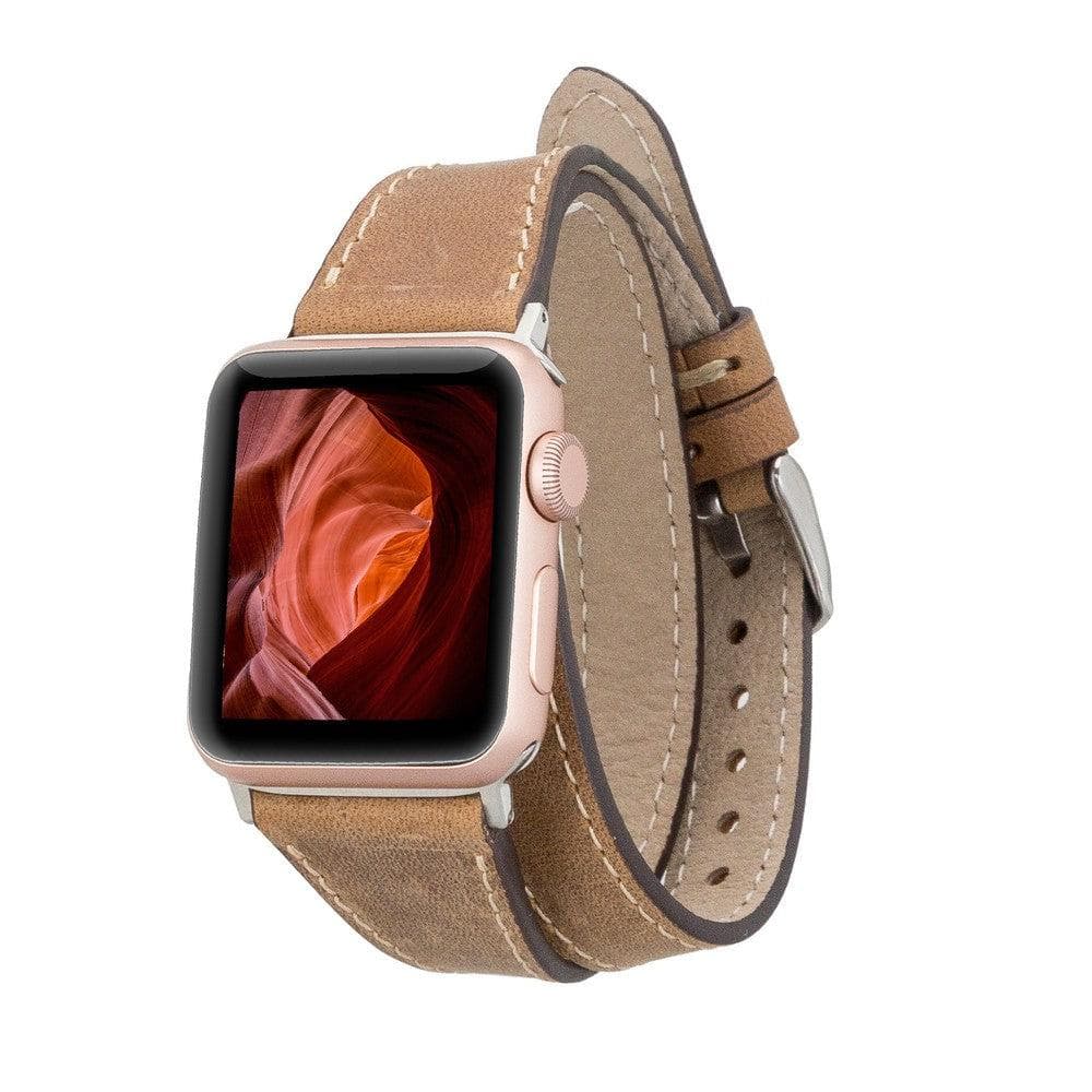 Slim Double Tour Leather Apple Watch Band - TORONATA - color_ Saddle Brown