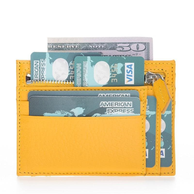 Zip Leather Card Holder - TORONATA - color_ Yellow