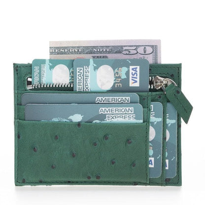 Zip Leather Card Holder - TORONATA - color_ Deep Green