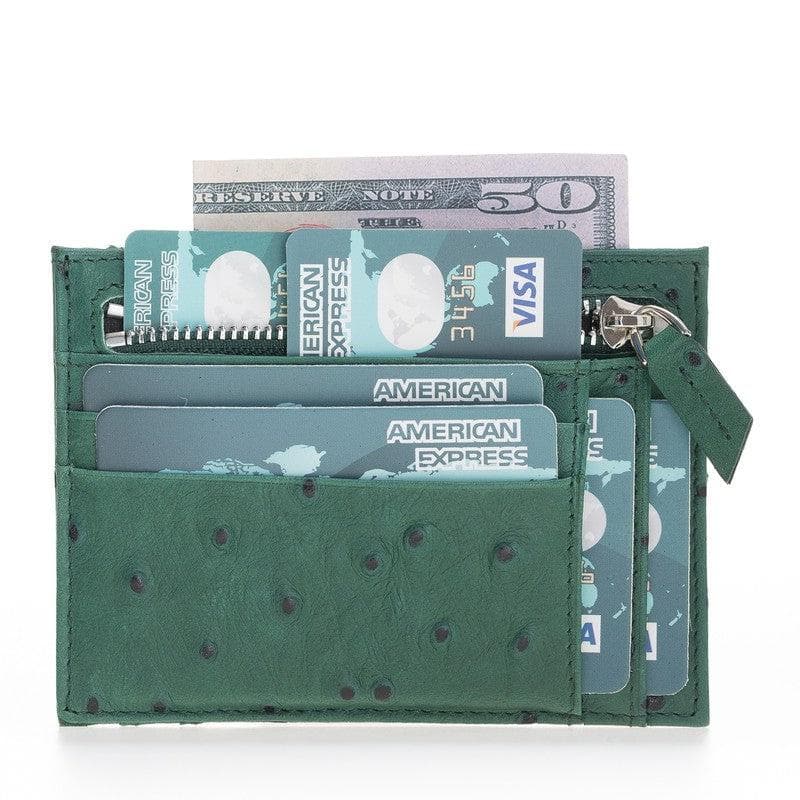 Zip Leather Card Holder - TORONATA - color_ Deep Green