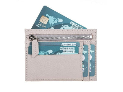 Zip Leather Card Holder - TORONATA - color_ Sandy Brown