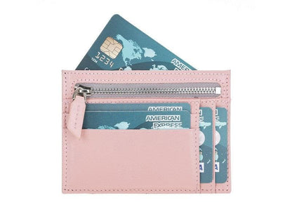 Zip Leather Card Holder - TORONATA - color_ Pink