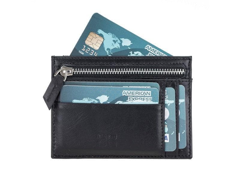 Zip Leather Card Holder - TORONATA - color_ Black