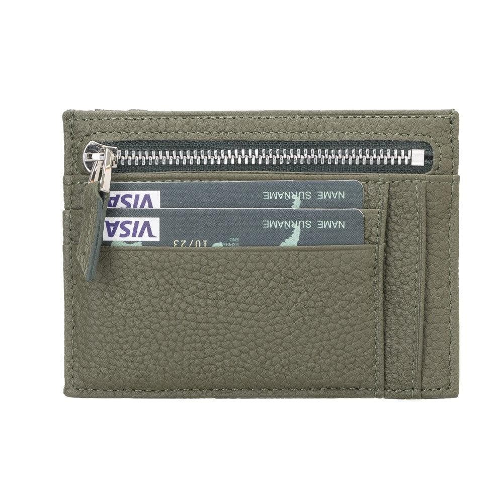Zip Leather Card Holder - TORONATA - color_ Olive