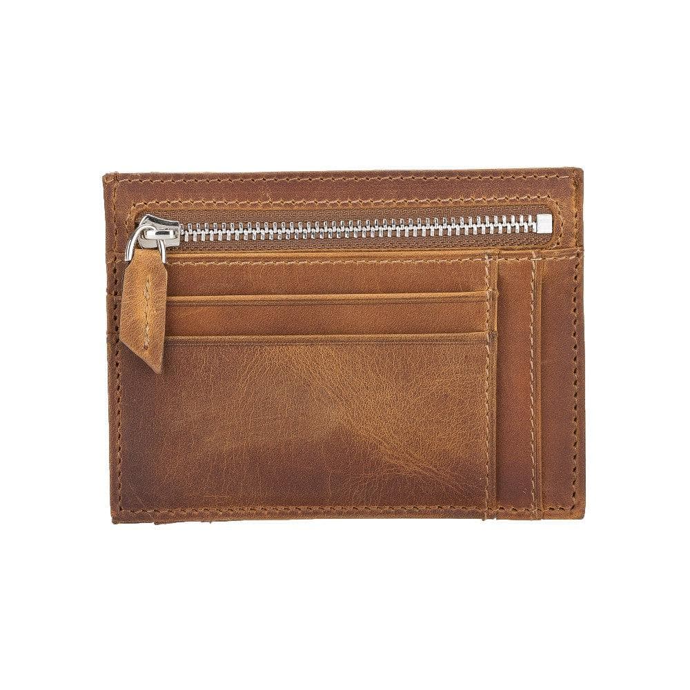 Zip Leather Card Holder - TORONATA - color_ Warm Moccasin