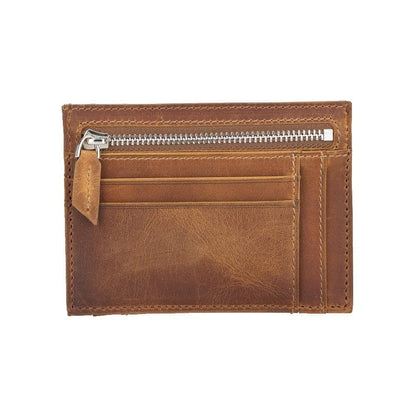 Zip Leather Card Holder - TORONATA - color_ Warm Moccasin