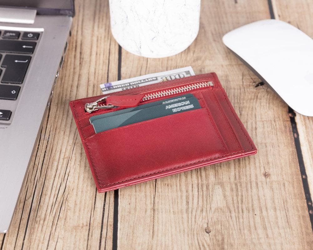 Zip Leather Card Holder - TORONATA - color_ Red