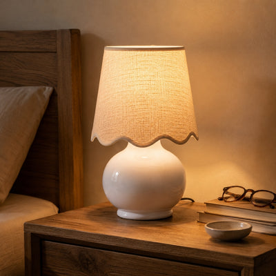 Benton Handmade Ceramic Table Lamp with Cotton Shade