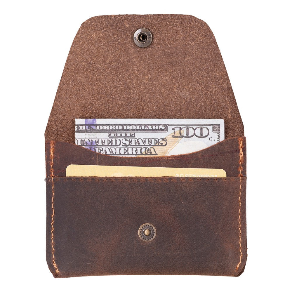 Roma Leather Card Holder - TORONATA - color_ Saddle Brown