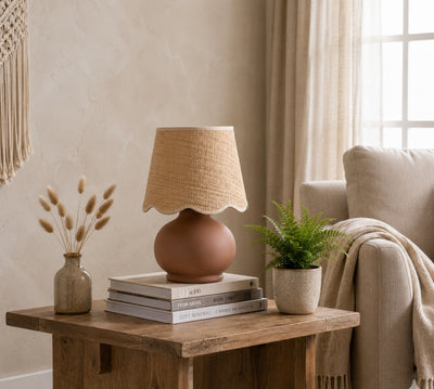 Benton Handmade Ceramic Table Lamp with Cotton Shade