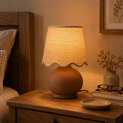 Benton Handmade Ceramic Table Lamp with Cotton Shade