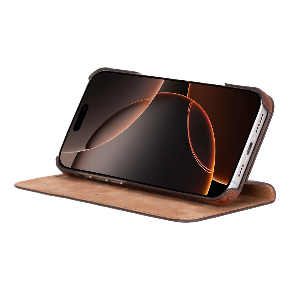 Decatur Leather iPhone 16 Pro Max Folio CaseTORONATA - #color_antic-brown