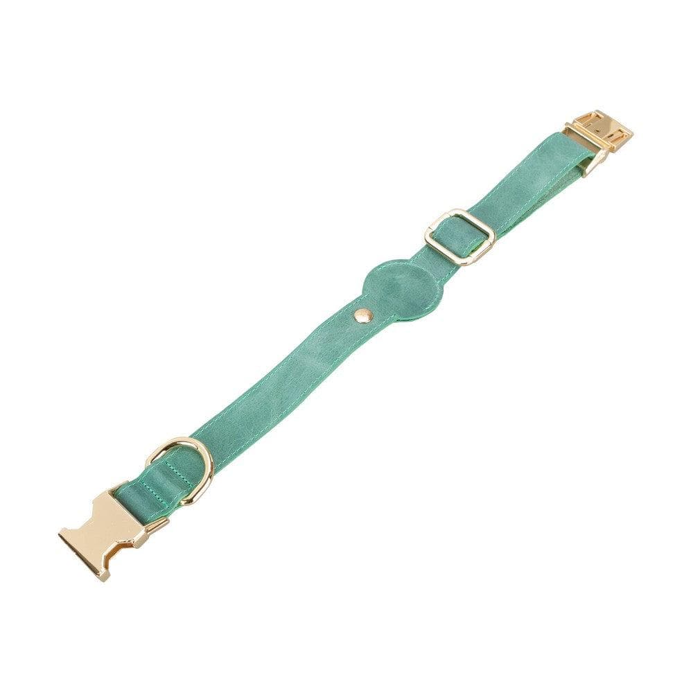 Pet Leather Collar with Apple AirTag Compatible Slot - TORONATA - color_ Darkcyan