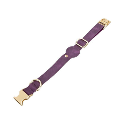 Pet Leather Collar with Apple AirTag Compatible Slot - TORONATA - color_ Dark Magenta