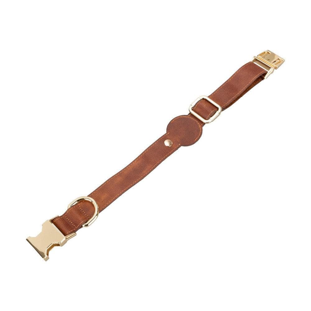 Pet Leather Collar with Apple AirTag Compatible Slot - TORONATA - color_ Brown