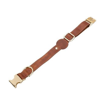 Pet Leather Collar with Apple AirTag Compatible Slot - TORONATA - color_ Brown