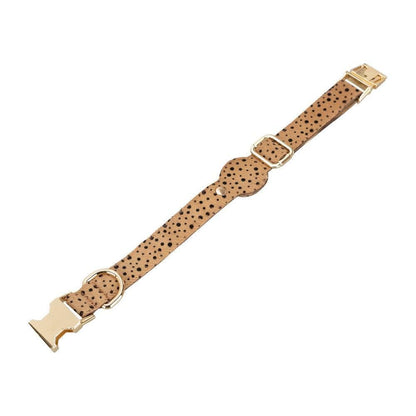 Pet Leather Collar with Apple AirTag Compatible Slot - TORONATA - color_ Chestnut