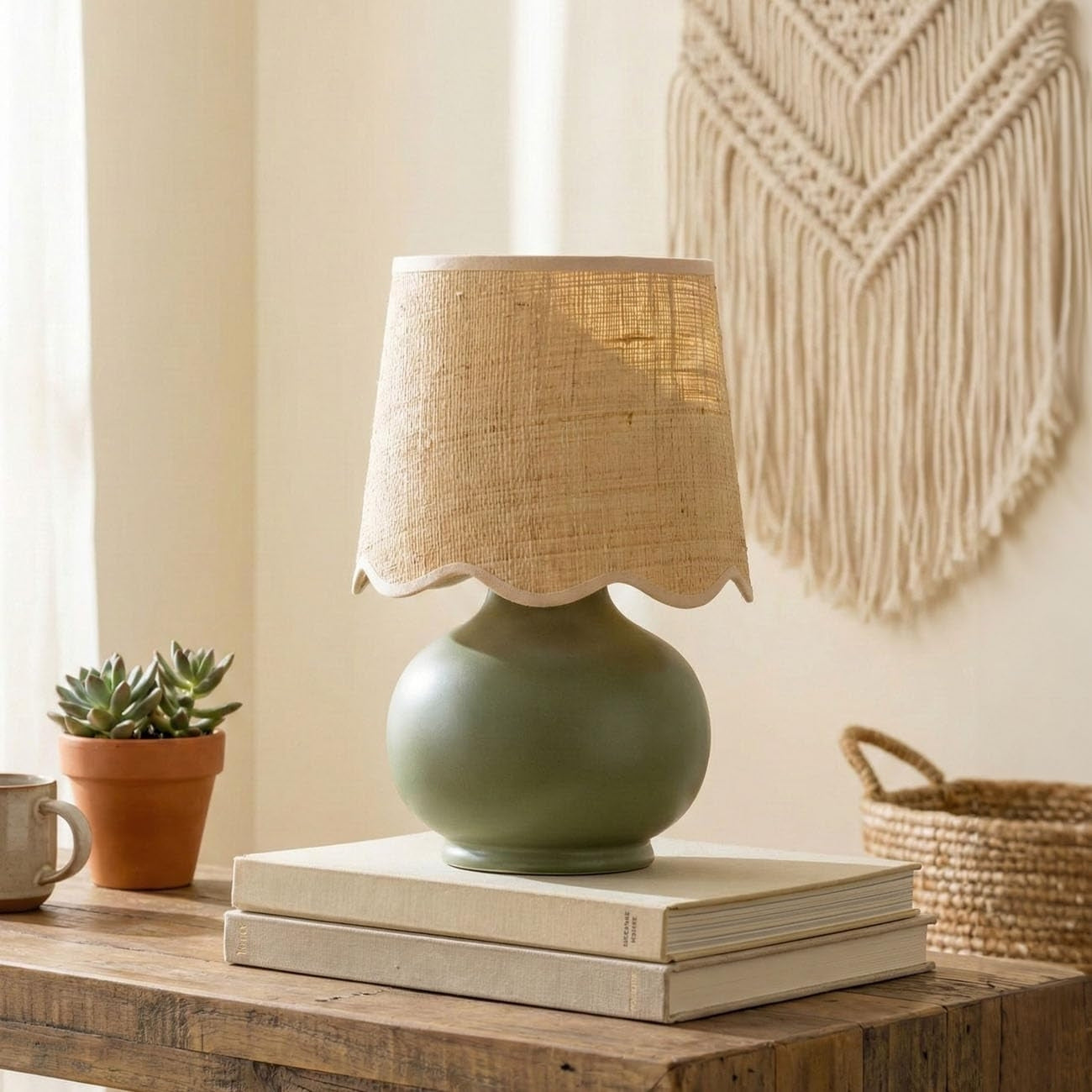 Benton Handmade Ceramic Table Lamp with Cotton Shade