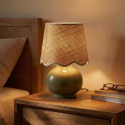 Benton Handmade Ceramic Table Lamp with Cotton Shade