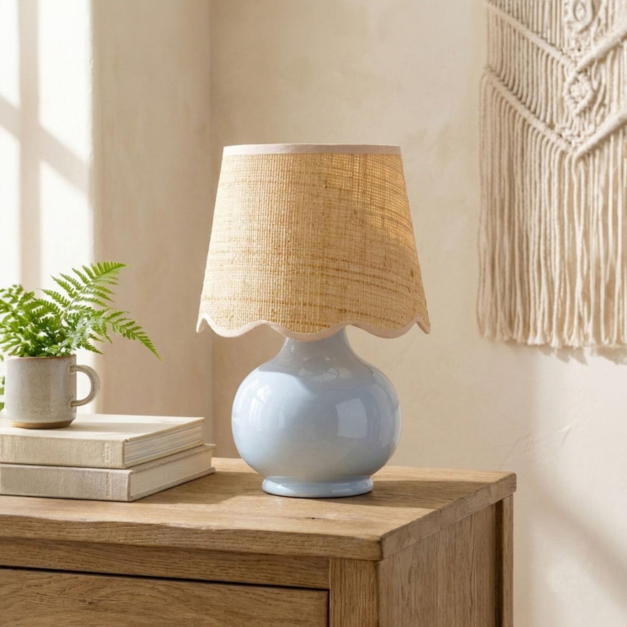 Benton Handmade Ceramic Table Lamp with Cotton Shade