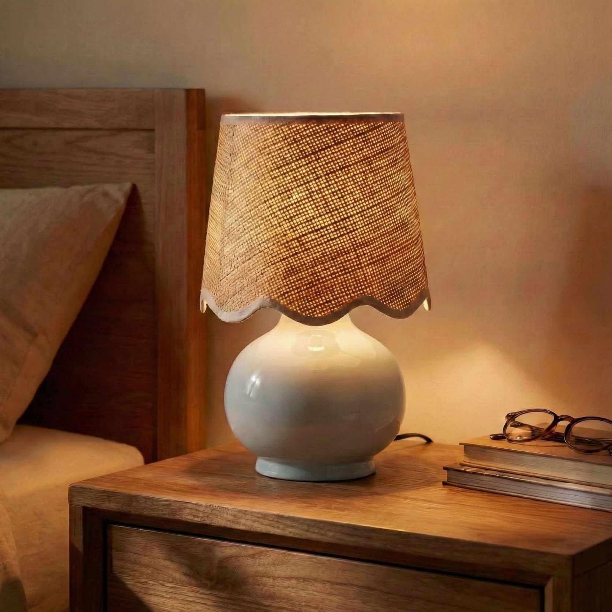 Benton Handmade Ceramic Table Lamp with Cotton Shade