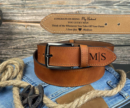 Globe Genuine Leather Belt – Handmade Premium Men’s Belt with Heavy-Duty Metal Buckle