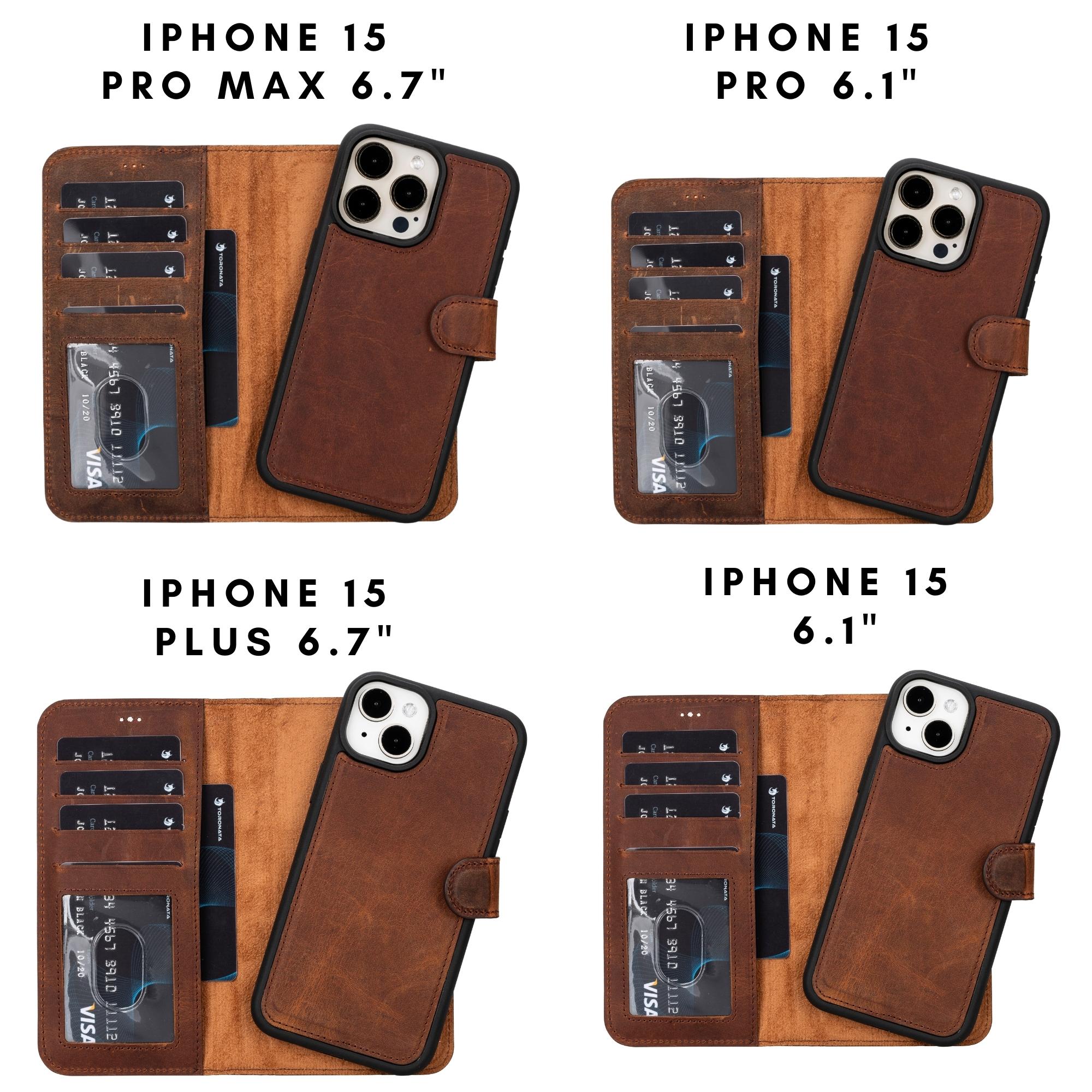 V-Mag iPhone 15 Pro leather case plus V-Mag Mini Wallet