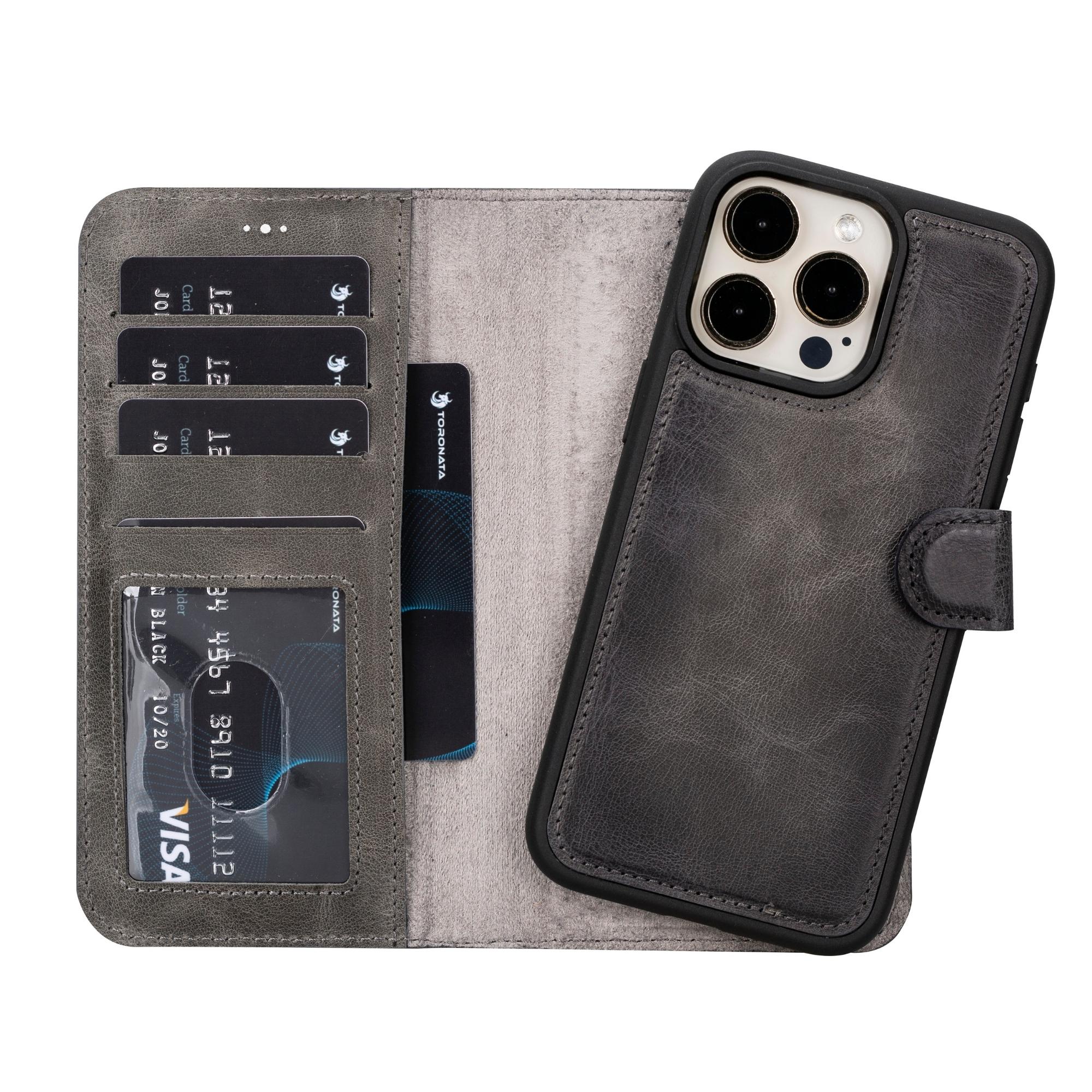 Toronata Casper Leather Detachable Wallet for iPhone 15 iPhone 15 Pro Max / Dark Brown