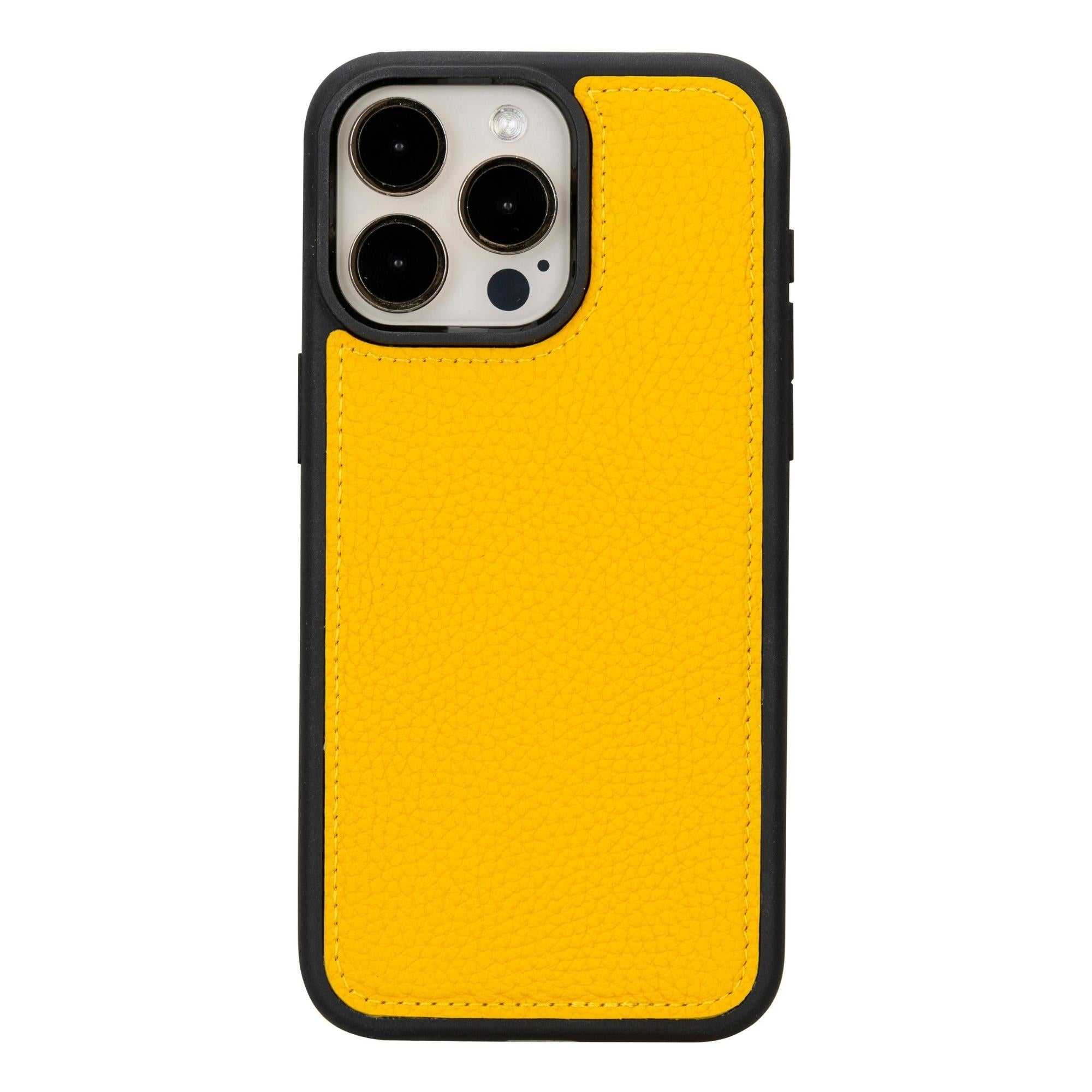 Yellow Leather Magnetic Wallet Case for iPhone 14 Pro MAX (6.7